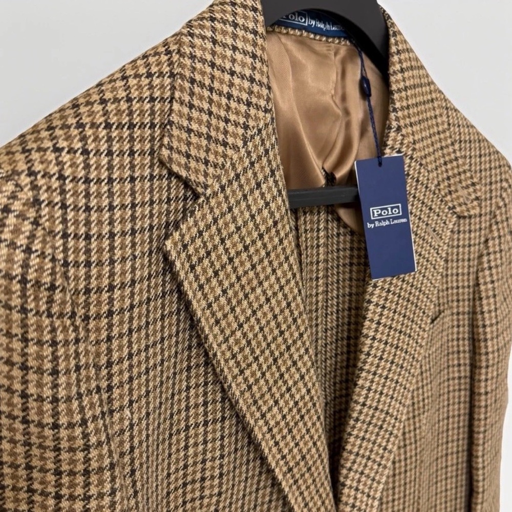 NWT Polo Ralph Lauren Summer Tweed 44L Linen Silk Sport Coat Blazer Gun Check